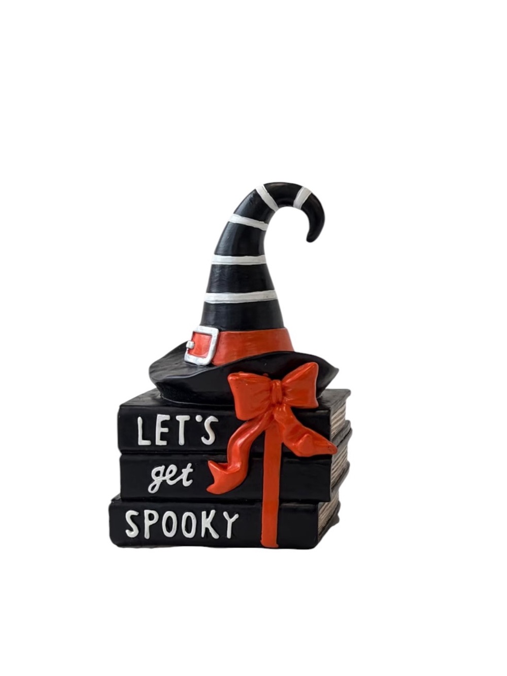 LETS GET SPOOKY WITCH HAT BOOKSTACK TABLETOP DECOR HALLOWEEN